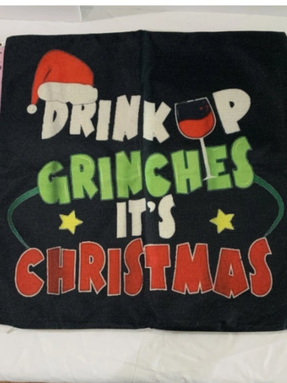Drink Up Grinches 17” X 17” Pillow Cover Christmas, Holiday